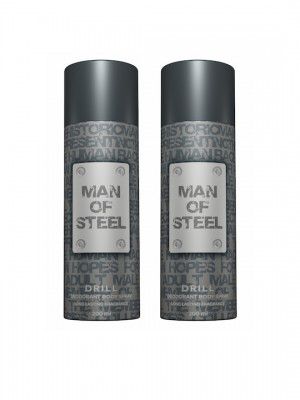 Denver Man of Steel Set of 2 Drill Deodorant Body Spray - 200 ml Each