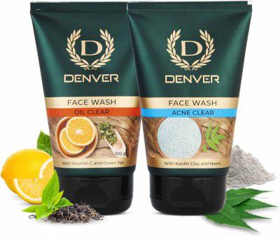 DENVER Oil Clear and Acne Clear Combo ( 2 X 100 gm ) Face Wash (200 g)