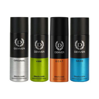 Denver Original, Goat, Vibe & Saxe Deodorant For Men -150 ML Each, Pack of 4