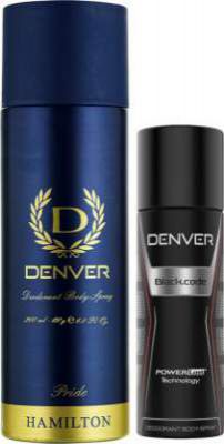 Denver Pride & Black Code Nano Deodorant Spray - For Men (250 ml Pack of 2)