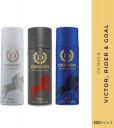 DENVER Sporting Club Rider, Goal & Victor (Pack of 3) Deodorant Spray - For Men (600 ml, Pack of 3)...