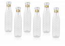 Denzcart Diamond Pattern Plastic Water Bottles, 1000ml, Unbreakable, Pack of 6, Crystal Clear...