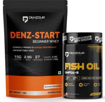 DENZOUR NUTRITION Denz-Start Beginner Whey Protein Powder With Omega-3 Fish Oil 1000mg (2 x 0.55 kg)