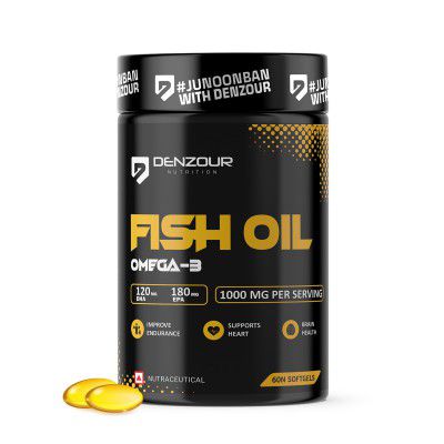 DENZOUR NUTRITION Omega-3 Fish Oil 1000mg - 60 Softgel Capsules For Men & Women