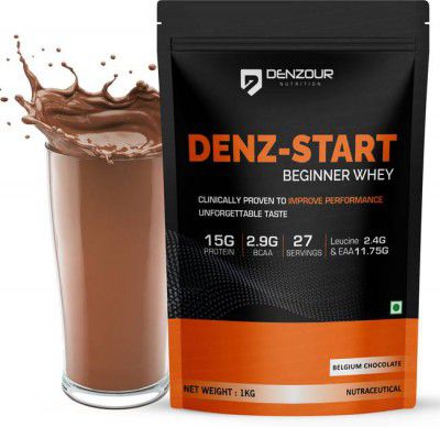 DENZOUR NUTRITION Denz-Start Beginners Whey Protein Powder Whey Protein - (1 kg, Belgium Chocolate)