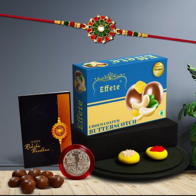 DeoDap Rakhi Combo with Chocolate Butter Scotch 32gm | Set of 1