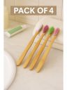 DeoDap Set Of 4 Eco Friendly Natural Bamboo Toothbrush with Medium Bristles...
