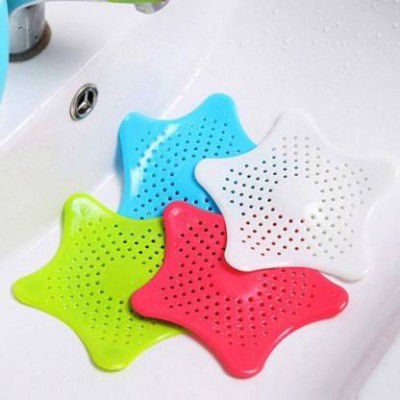 DeoDap Silicone Star Shaped Sink Filter Bathroom Hair Catcher Drain Strainers for Basin Set