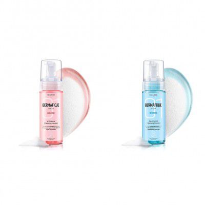 Dermafique Ph Restore Cleansing Mousse, Pink, 150ml And Dermafique Aquaquench Cleansing Mousse Facewash for Dry Skin, Dermatologist Tested, Paraben Free, Soap Free (150 ml)