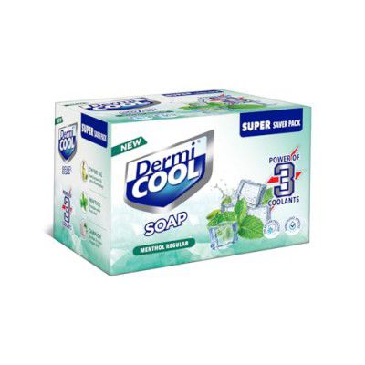 Dermicool Soap - Pack of 3, With The Power Of 3 Coolants - Camphor, Menthol, Thyme Oil | 99.9% Germ Protection | 125 GM Each |