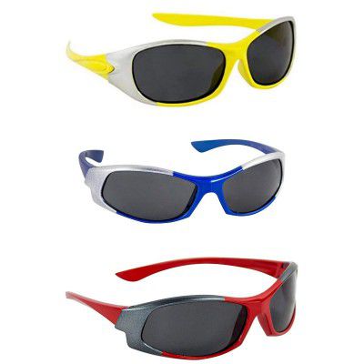 Dervin Kids Goggles Wrap Around Boys and Girls Sports Sunglasses - Combo of 3