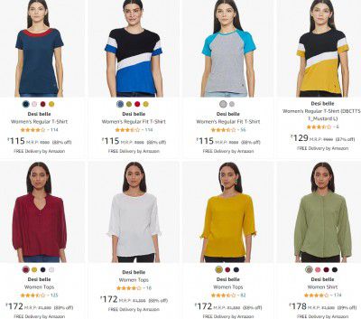 Desi Belle Women's T-Shirt Upto 90% off | Starts ₹115