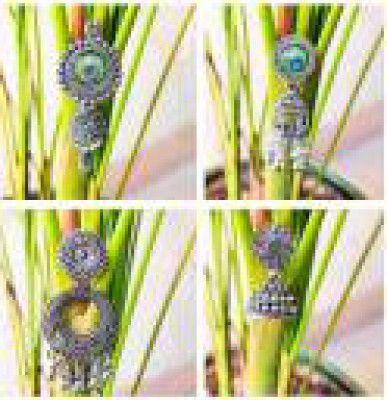 Desi Jhumka  Latest 4 Pair Jhumka Combo | Oxidised Earrings | Earrings for Women Girls 2024 Alloy Chandbali Earring, Jhumki Earring, Stud Earring