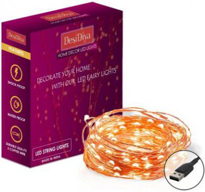 Desidiya 100 LEDs 9.98 m Gold Rice Lights  (Pack of 1)