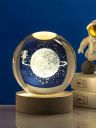 Desidiya Big Moon Fairy 3D Crystal Ball Night Light with Wooden Base - LED USB Table Lamp...
