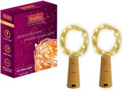 Desidiya Bottle Lights with Cork, Mini Copper Wire, 20 LED Battery Operated String Decorative Fairy Lights - Pack of 2 (Warm White)