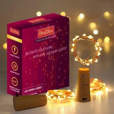 Desidiya ® Bottle Lights with Cork, Mini Copper Wire, 20 LED Battery Operated String Decorative Fairy Lights - Pack of 1 (Warm White)