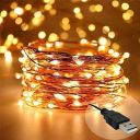DesiDiya Copper Fairy String Lights with USB Powered Led Light for Decoration (10 Meters, Pack of 1,Corded electric)...