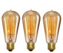 Desidiya Edison Tungsten Filament Antique Glass Light Bulbs Vintage Base E27 Bulb Yellow Light (Pack Of 3), Incandescent...