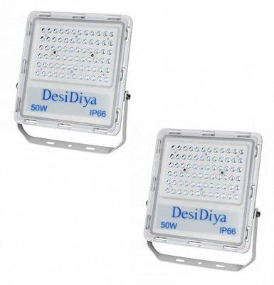 Desidiya Lens Flood Light Super Bright 50W 5000 lm LED Flood Outdoor Light White Waterproof Pack of 2