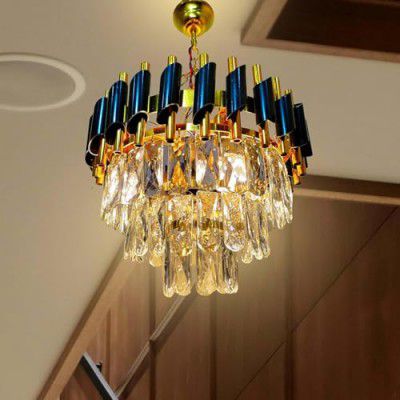 Desidiya Modern Crystal Chandelier 150watt Decorative Pendant Crystal Jhumar (Black Indian, 300MM)