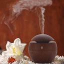 Desidiya Round Magic Wooden Cool Mist Diffuser, Essential Oil Diffuser with LED Night Light for Car, Office, Home, Bedroom, One Click Aroma Therapy Humidifier for Plant and Baby Nursery - Dark Brown...