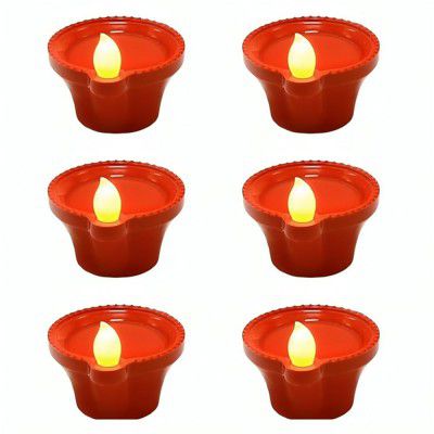Desidiya® Water Sensor Diya Shape Diwali Night Lights Flameless Pack of 6
