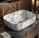 Designer Ceramic Wash Basin For Bathroom | Over Counter Bathroom Basin | Counter Top Bathroom Sink | Wash Basin For Restaurant, Hotel (18 x13 x 5 Inch) (114)