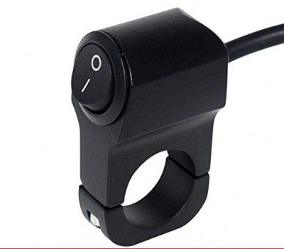 DesiKartz Universal 12V Motorcycle Handlebar All Purpose On/Off Switch with Cable for Fog Lights, Horn, Hazard Flasher, Auxiliary Lights. (Single Switch)