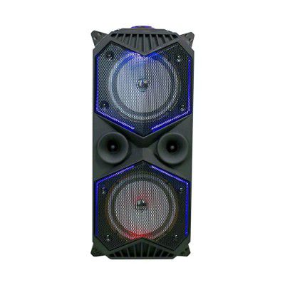 DETEL High Power Audio System with Wireless Mic, Bluetooth Connectivity, Light Shows and Mic/Guitar inputs (Jazzy), Black