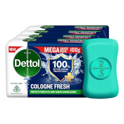 Dettol Cologne Fresh Bathing Soap Bar with 100% better odour protection- 100g Pack of 4, (400gm)