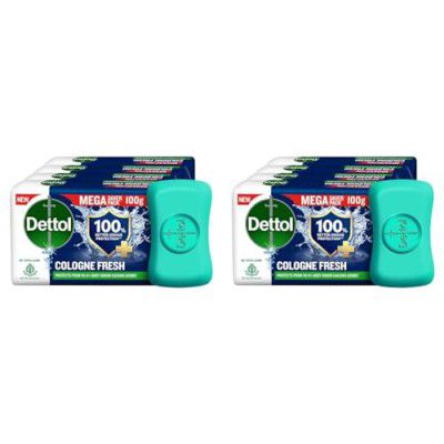 Dettol Cologne Fresh Bathing Soap Bar with 100% better odour protection- 100g Pack of 8, (400gm)