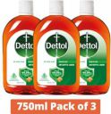 Dettol Disinfectant for First Aid Surface Cleaning and Personal Hygiene(750 x 3) Antiseptic Liquid  (2250 ml, Pack of 3)...