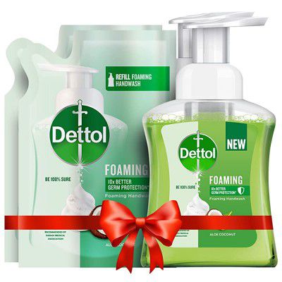 Dettol Foaming Handwash Pump + Refill Combo, Aloe Coconut (250ml + 200ml) Pack of 2