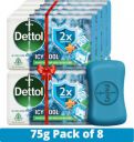 Dettol Icy Cool Bathing Soap Bar, 2X Menthol,  (8 x 75 g)...