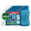 Dettol Icy Cool Bathing Soap Bar With 3x intense cooling,125gm - Pack of 5...