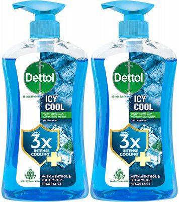 Dettol Icy Cool Body Wash Combo and Shower Gel for Men & Women, protects from bacteria (2 x 500 ml)