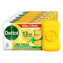Dettol Lime Fresh Bathing Soap Bar with 12hr Freshness (750gm), 150gm (Pack of 5)...