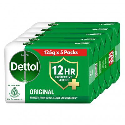 Dettol Original Germ Protection Bathing Soap Bar, (125gm Each, Pack of 5)