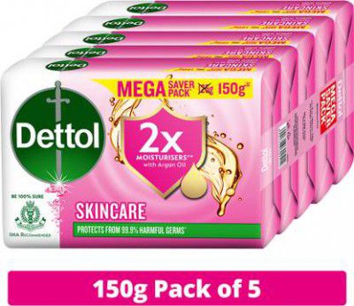 Dettol Skincare Moisturizing Bathing Soap with Argan Oil, Softer Skin  (5 x 150 g)