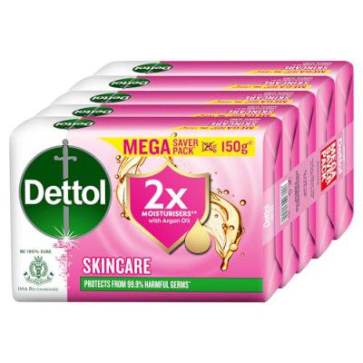 Dettol Skincare Moisturizing Beauty Bathing Soap Bar with Argan Oil | 150gm, Pack of 5