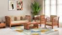 Deuba Solid Sheesham Wood Fabric 3 + 1 + 1 Sofa Set  (Natural Teak Brown, DIY(Do-It-Yourself))...