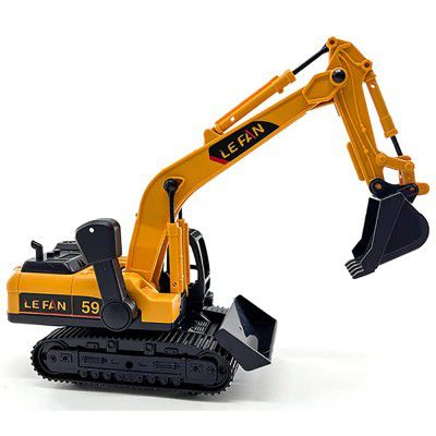 DEUSON ECOM Excavator Construction Bulldozer Long Crane Engineering Vehicle Model Unbreakable Toy for 3 Years Old Boy and Girl (N 706-15)