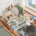 DEVA Dish Drying Rack, Stretchable Large Dish Drainer Rack, Stainless Steel ...