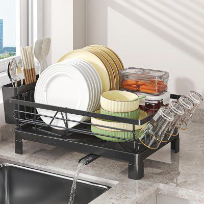 DEVA Raised Dish Drying Rack, Space Saving Utensils Drying Rack, Stainless Steel 