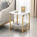 Device Bas with BROWN ART SHOPPEE Coffee Table Side Table (Golden & White)...