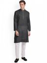 DEVOILER Men Black Thread Work Kurta...