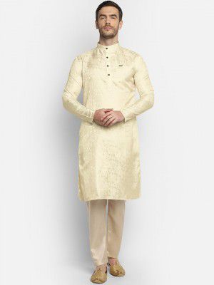 DEVOILERMen Cream-Coloured Kurta