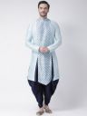 DEYANN Men Blue & Navy Blue Printed Kurta with Patiala...