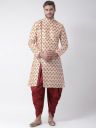 DEYANN Men Cream-Coloured & Red Printed Kurta with Patiala...